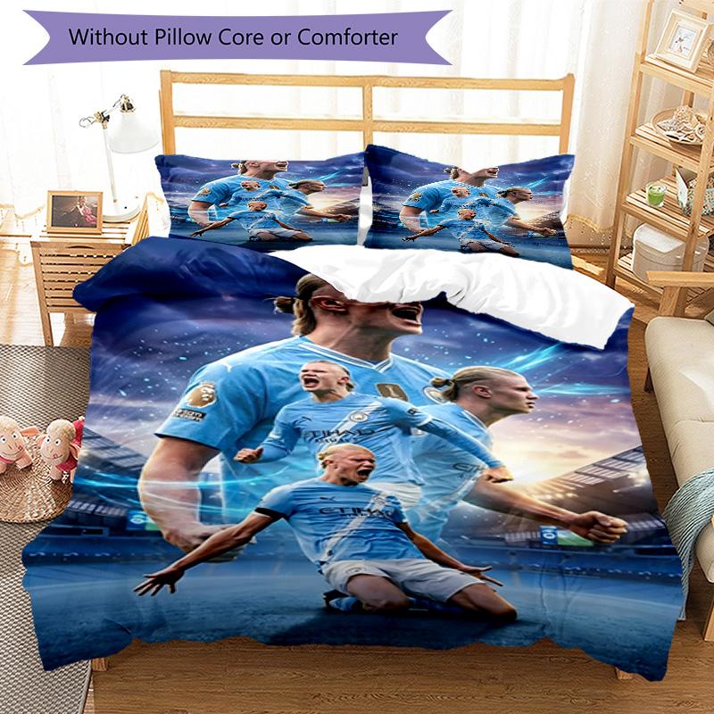3pcs Haaland12 Design Cover Set - HD Printed Bedding with 1 Cover and 2 Pillowcases - Perfect for Home and Dorm Decor
