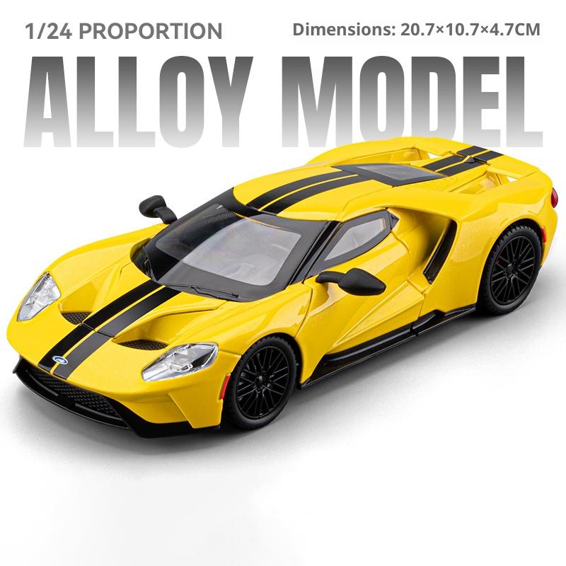 Большая модель автомобиля Ford GT в масштабе 1/24, сплав, имитация суперкара, коллекционные украшения, детская игрушечная машинка, подарок мальчику на праздник