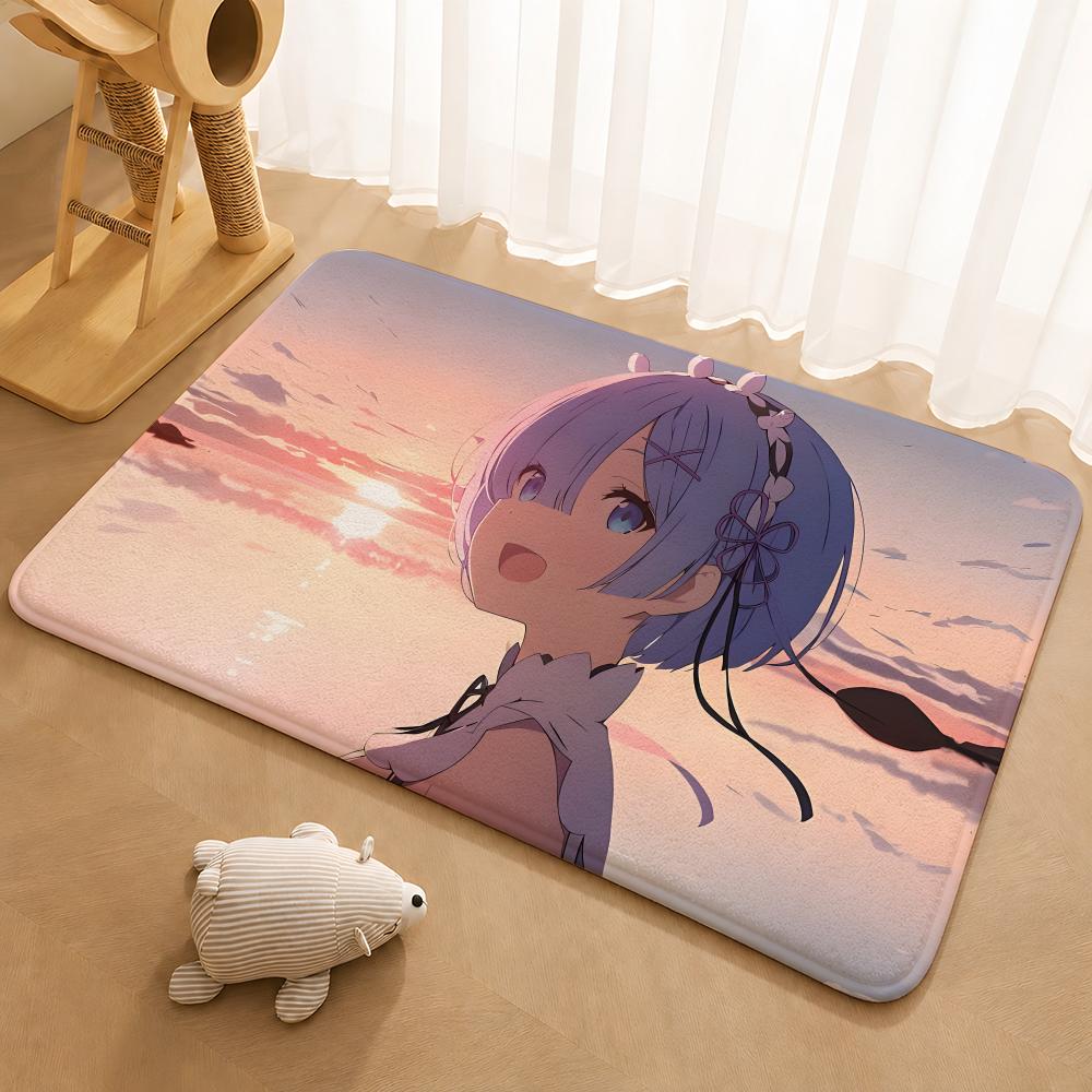 Re Zero Рем Коврик для пола Коврик для пола Мягкий фланелевый Нескользящий Коврик для двери для гостиной