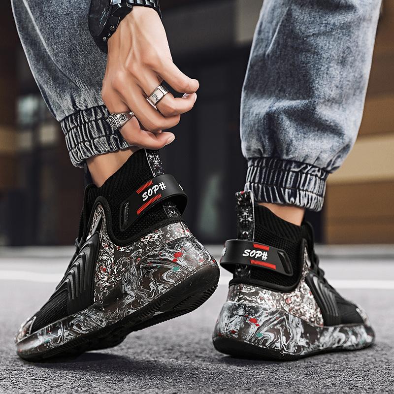 Мужская модная дышащая обувь большого размера с высоким берцем и сеткой