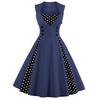 Spring and Autumn Fashion Women's Dress with A Large Swing, Retro Red Polka Dot Mid Length Skirt, Casual Sleeveless Dress