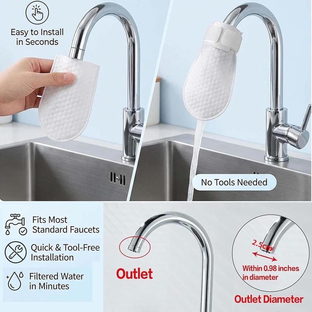 Faucet filter cotton bags  100 pcs  + 20 fixed straps  kitchen splash proof faucet filter bags  hot and cold general non woven filter bags