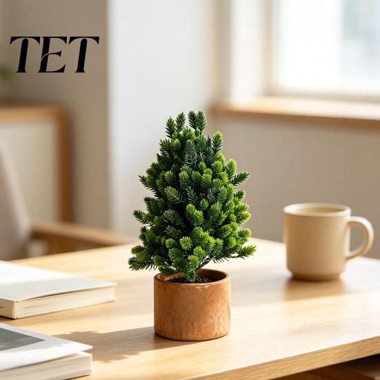 Artificial Greenery for Living Room Mini Pine Tree Potted Plant, Fake Bonsai Desktop Ornament, Maintenance Free Indoor Plant Faux Houseplant Entryway