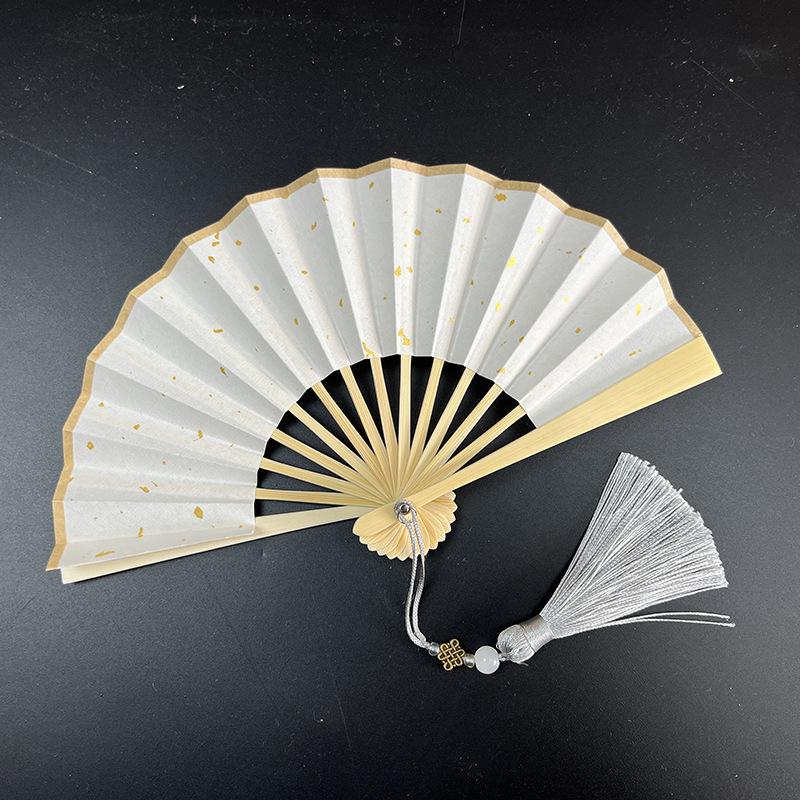 4-6 Inch Mini Fan Colorful Dark Green Gilded Rice Paper Folding Fan Calligraphy And Painting Children'S Hanfu Fan Portable Fan