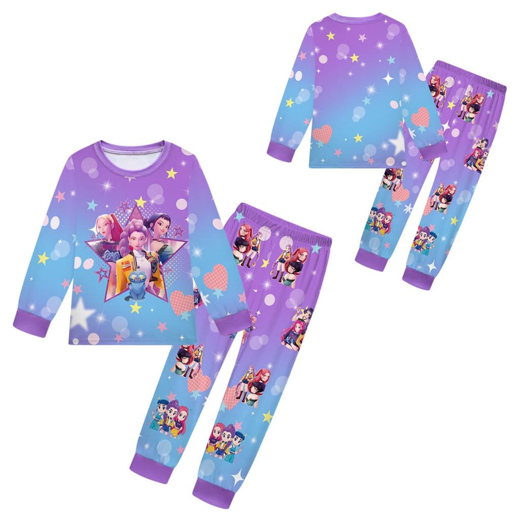 Children's Witch Girls Printed Suit Long Sleeve Pants Suit