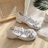 Girs Lovely Lolita JK Туфли 2025 Новые Женские Туфли на Высоком Каблуке Сладкое Кружево Бант Круглый Носок Толстый Каблук Мэри Джейн Одинарные Туфли