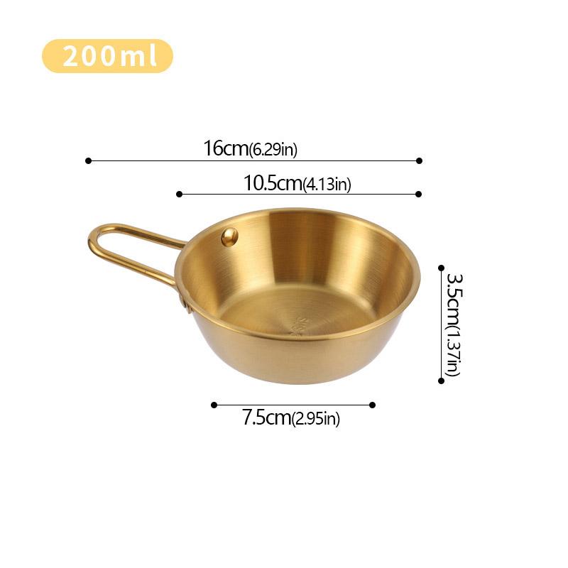 304 Нержавеющая сталь Бытовая корейская кухня Чаша с ручкой Рис Вино Чаши Соус Приправа Блюдо Сервировка Кухонная Посуда