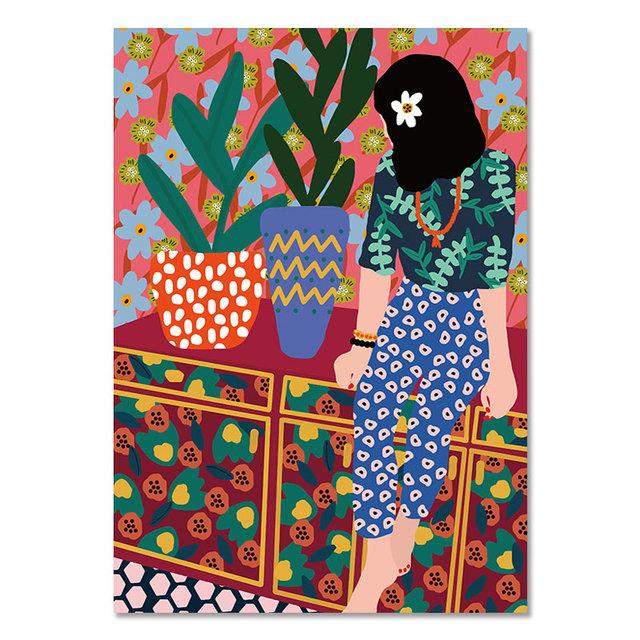 Tropical Colorful Girl Car Flower Koala Leopard Wall Art Canvas Painting Posters And Prints Wall Pictures For Living Room Decor No Frame