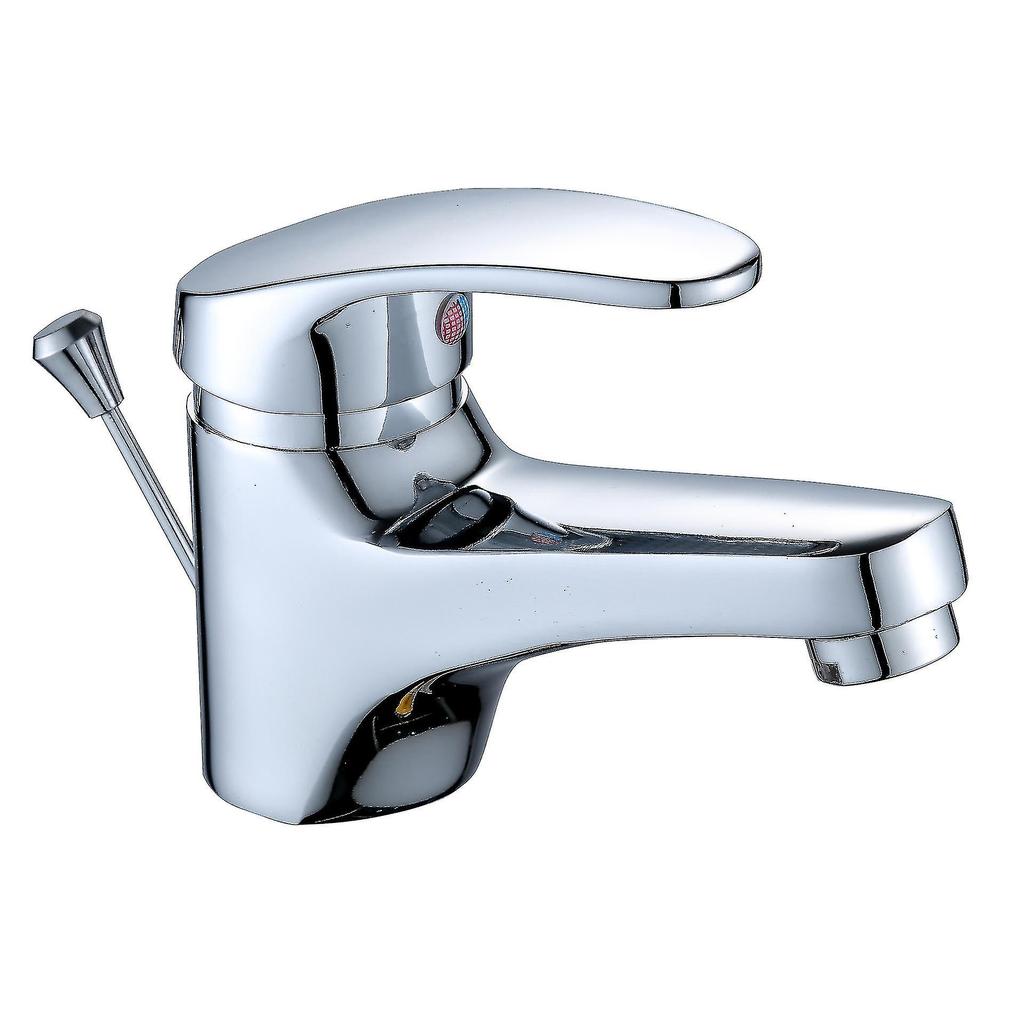 Single Lever Basin Faucet with Drain Pull, Including Drain, Chrome Bathroom Faucet, Brass Faucet, Removable Aerator