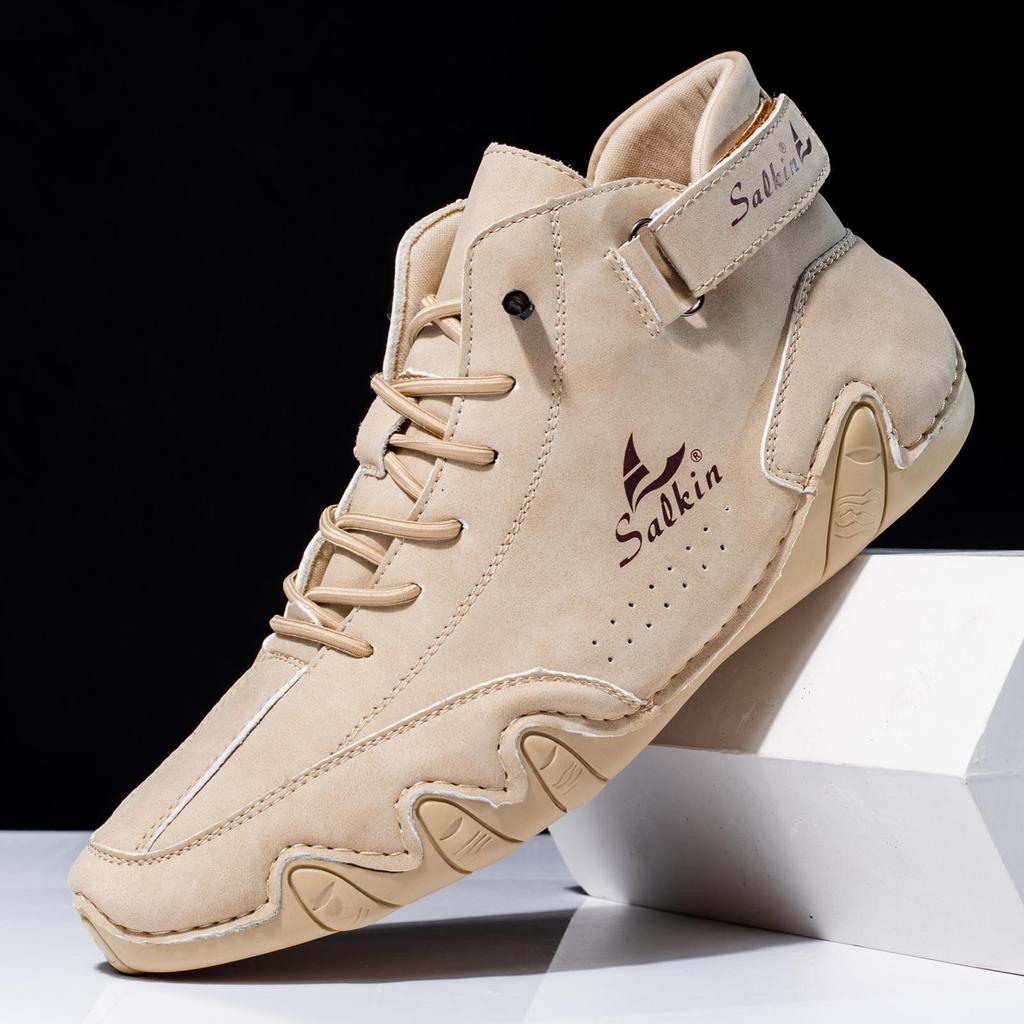 Men' Hand-stitching Split Leather Shoes Loafers Comfortable Ankle Boots For Men Casual Shoes Moccasins Man Flats Shoes