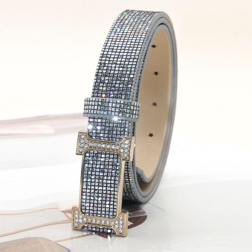 Блестящий ремень со стразами Bling Bling, ремень с блестящей пряжкой-слайдером, модный трендовый пояс для талии, женщины