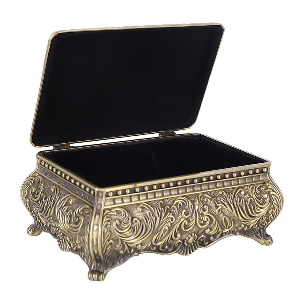 Металлическая шкатулка для украшений Прямоугольная шкатулка для хранения безделушек Винтажная шкатулка для украшений для женщин девушек на день рождения Рождество