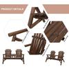Wood Patio Chair Bench 2 Seats W Centre Coffee Table Garden Bench Carbonized