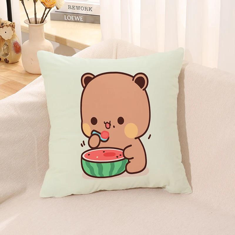 Pillow Cover Square Cushion for Bed Car Office Peach Mochi Cat Decorative Anime Room