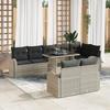VidaXL 9-piece Garden Sofa Set Light Grey Poly Rattan, Lightweight and Durable Modular Sofa, Outdoor Lounge 3357405