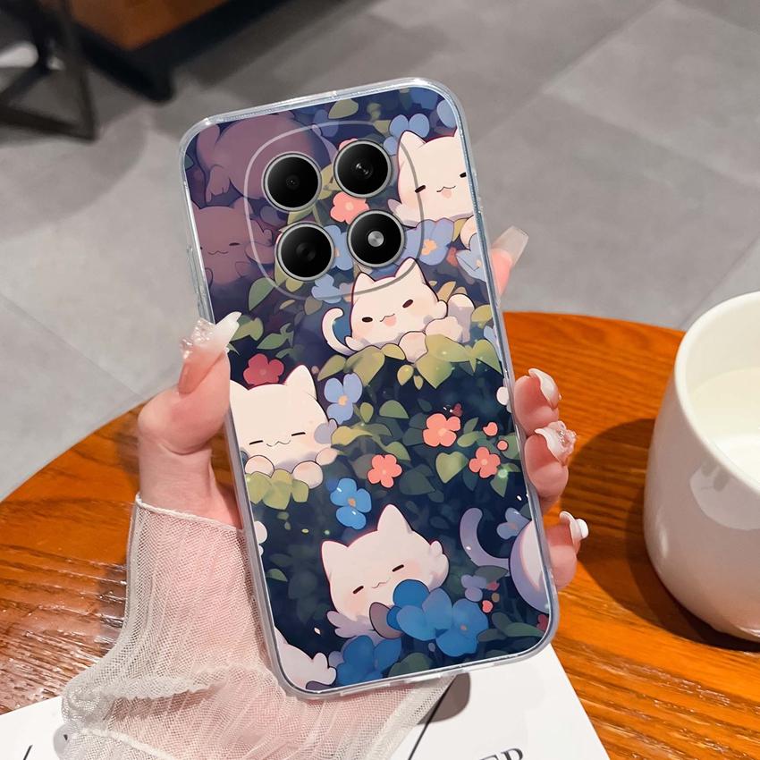 Подходит для Redmi Note 15 14 Pro 14S 15 15C A5 A1 Популярный Креативный Чехол для Телефона с Буквами и Узорами Прозрачный Силиконовый Нескользящий Чехол для Корпуса Redmi