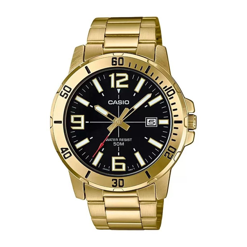 Золотистые аналоговые мужские часы, Gold Analog Men's Watch, Casio