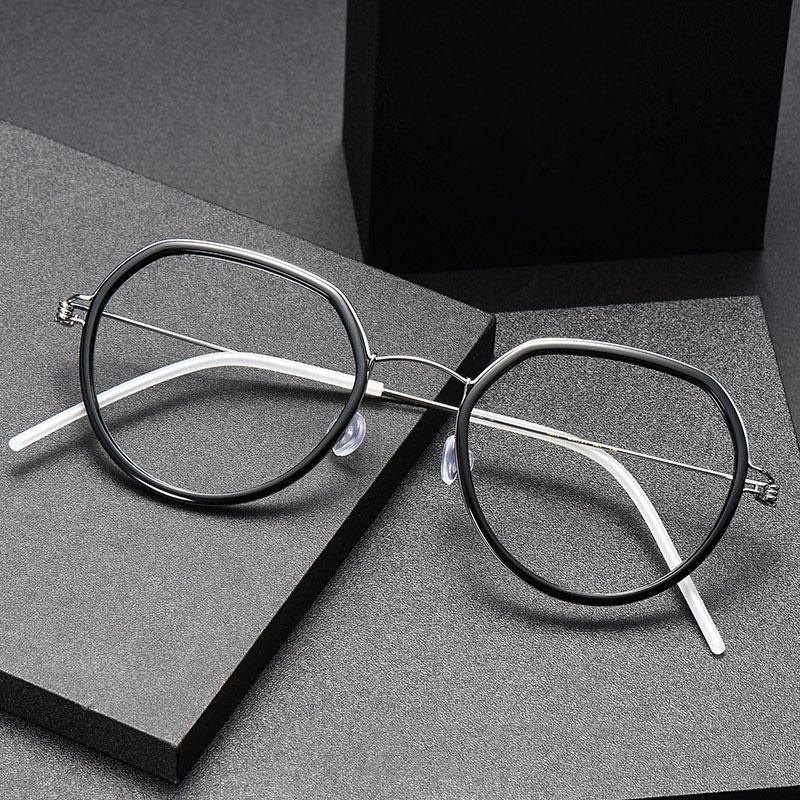 New Pure Titanium Screwless Small Face Elliptical Frame Glasses Retro Fashion Glasses Frame