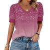 Женская Мода Повседневная V-образный вырез Короткий рукав Принт Рубашка Женские Топы