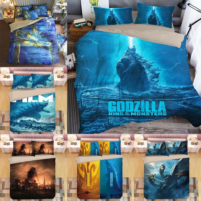 3d Godzilla Newest King Of The Monsters Design Bedding Set Duvet Cover 3pc
