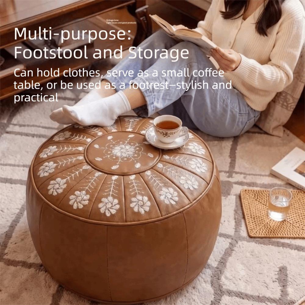 Waterproof Pumpkin Pouf Cover Round Sofa Stool Cover Storage Leg Bench Home Furniture