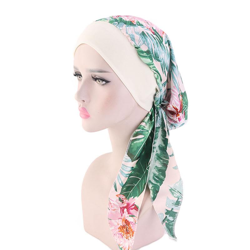 Women Cancer Head Scarf Chemo Hair Loss Hat Turban Pre-Tied Headwear Bandana