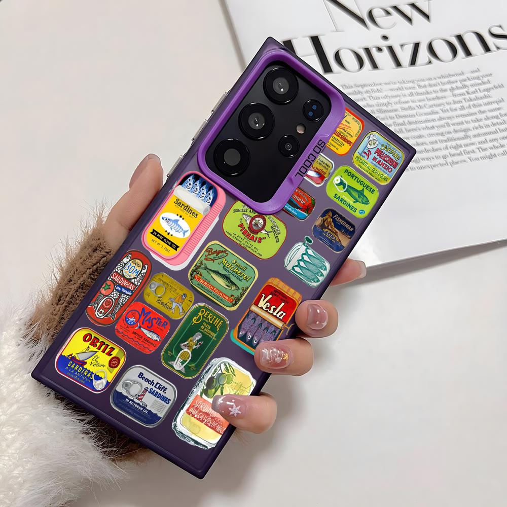 INS Fashion Sardines Phone Case For Samsung Galaxy S25 Edge S24 S23 S22 S21 S20 Ultra Funda Silicone Silver Cover