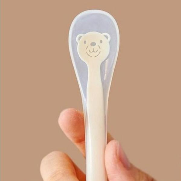 Силиконовая ложка для детского питания Fergie Animal Animal, 1 шт., бежевый медвежонок
