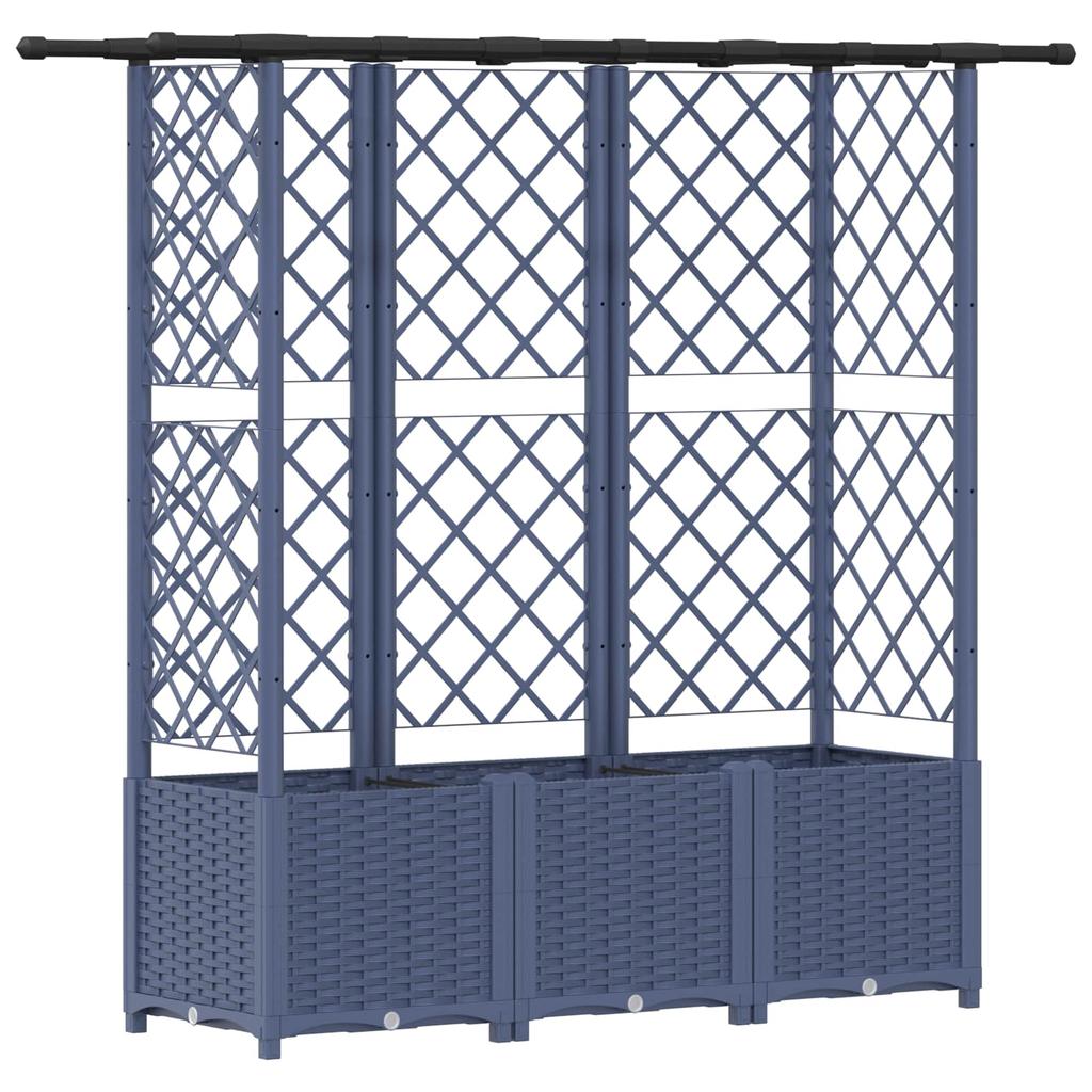 Raised Garden Bed with Trellis and Hanging Roof Gray 163.5 x 40 x 138 cm PP