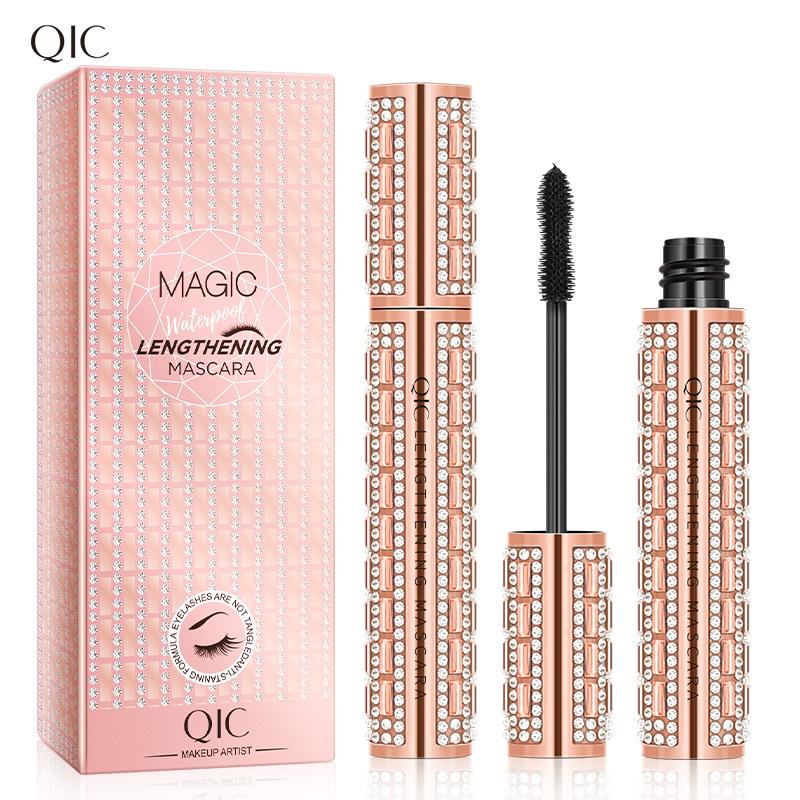 Color Broken Diamond Mascara, Waterproof, Natural Curl, Non-Smudging Peanut Silicone Brush Head Primer