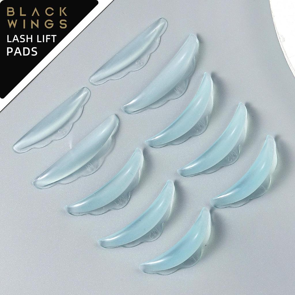 BLACKWINGS 5 Pairs Eyelash Perm Silicone Pads, Curling Pads for Lash Lift, with Size Guide Chart, Hypoallergenic Reusable Accessories
