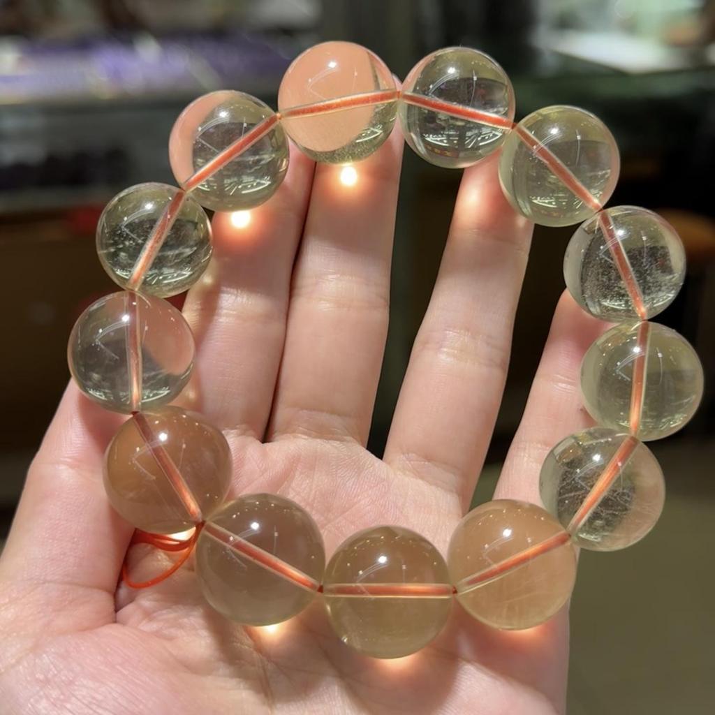 Браслет из лимонного цитрина с крупными бусинами - Натуральный, Прозрачный, Яркий и Уникальный Кристальный Дизайн