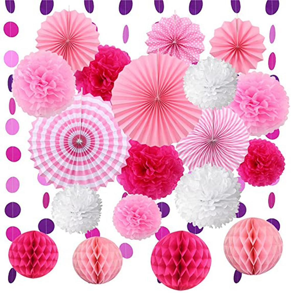 Вечеринка День рождения Украшение Оформление Бумажный веер Цветок Сотовый шар Бумажный шар-цветок Чехол для воздушного шара Оформление на день рождения ребенка