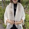 New Fashionable Fur Collar Thickened Warm Shawl Large Size Loose Knitted Cardigan Jacket Female