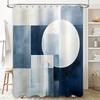 Modern Blue White Shower Curtain Rectangular Waterproof Bath Mat Decorative Room Divider for Home Large Size 180x240cm (White, M