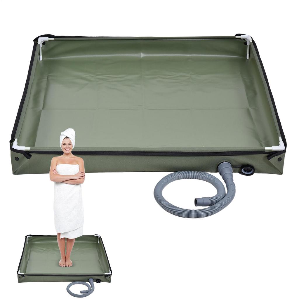 Outdoor Folding Shower Enclosure Base Foldable Shower Base Drainage Hole Basin Waterproof Tent Awning Bottom for Camping Travel
