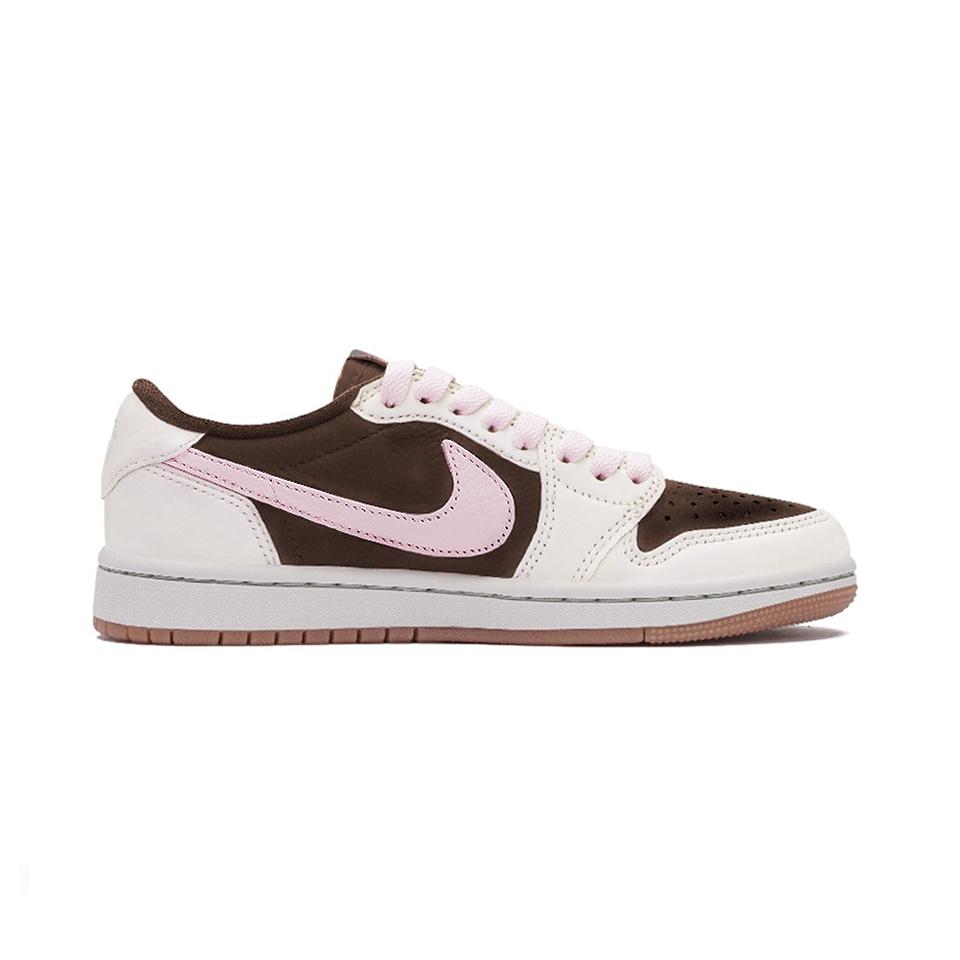 Travis Scott x Jordan Air Jordan 1 Коричневый Розовый TS SP Кожаные Амортизация Нескользящая Подошва Низкие Винтажные Баскетбольные Кроссовки DZ4137-700(Команда-)
