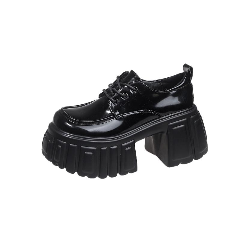Модные женские туфли-лоферы на платформе, туфли на высоком каблуке 8,5 см на шнуровке, НОВЫЙ тренд 2025, весенние кожаные массивные кроссовки, туфли для ходьбы на открытом воздухе