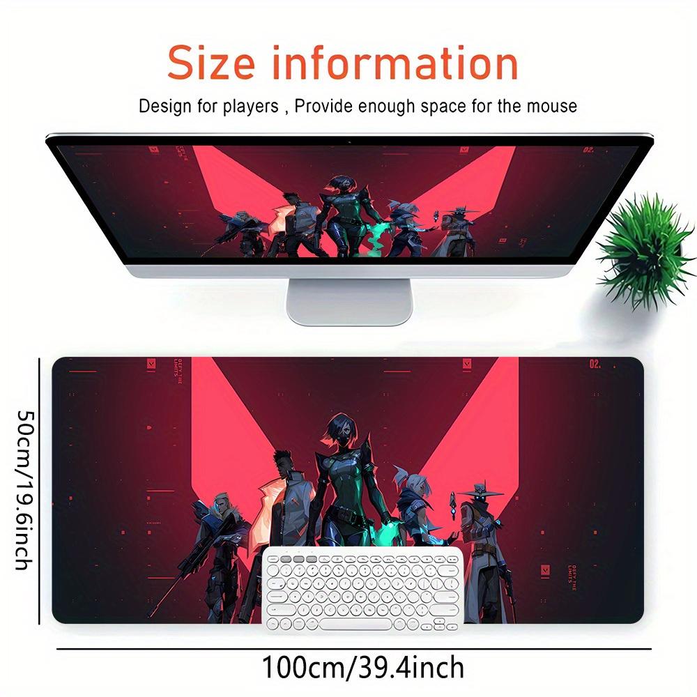 1pc Large Gaming Mouse Pad, UV Reactive Non-Slip Desk Mat, Washable PolyesterValorant, Agents, TeamworkComputer Pad with Vibrant Game Machin