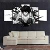 Large Wall Pictures5 Panel Painting Death Note Poster Black White Japan Anime Comic Poster Print Framed Janpanese Canvas F1927