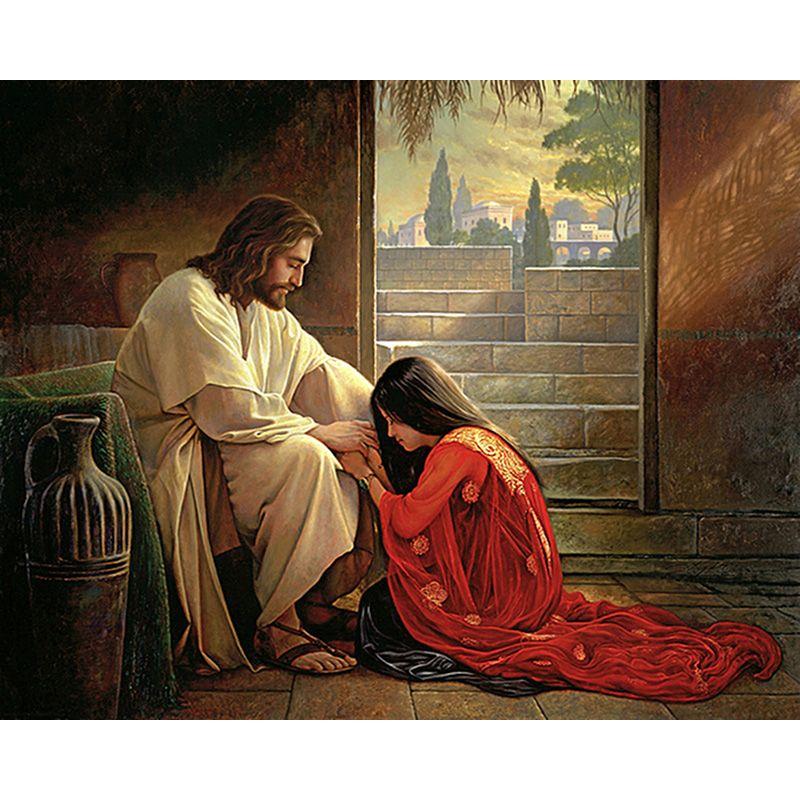 5D Diy Алмазная вышивка Иисус Rhinestone Kit Алмазная картина Религиозные фигурки Мозаика Подарок ручной работы 40*50 см