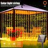 1PC Solar-Powered Curtain Fairy Lights 8 Lighting Modes for Outdoor Patio Garden Balcony Decor Solar Charged with Durable