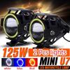 2PCS 125W Mini U7 LED Motorcycle Headlight Spotlight Angel Light