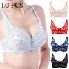 1/3Pcs Lace Push Up Bra Thin Bralette Top Underwired B C Cup French Style Women’s Bras Transparent Bralette Deep V Sexy Lingerie