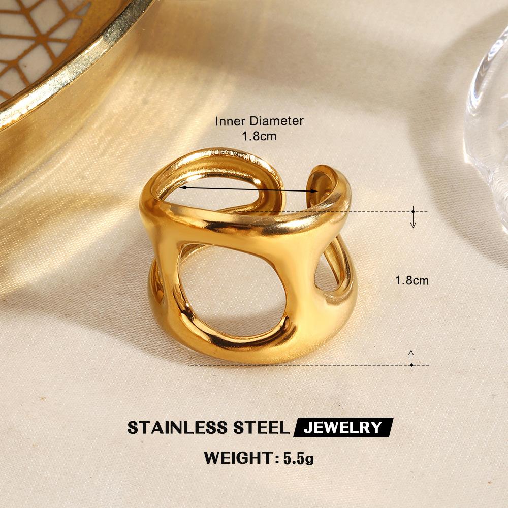 Personalized Stainless Steel Line Rings Women Geometric Irregular Open Rings Minimalist Stylish No Fade Banquet Jewelry Gifts