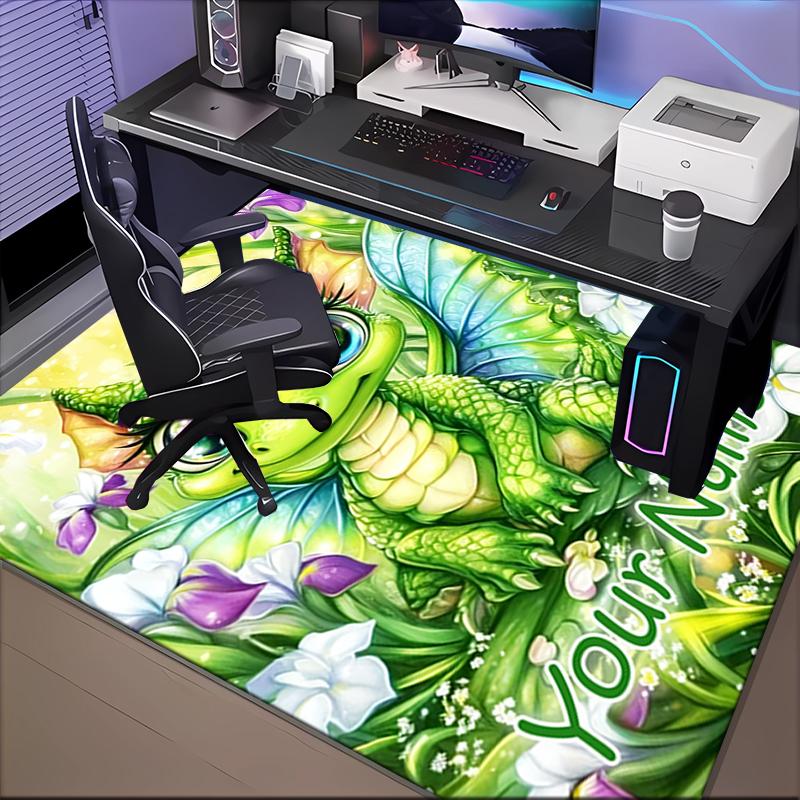 1PC Custom Name Fantasy Dragon Garden Theme Floor Mat Ideal for Living Room, Game Rooms, Office, Bedroom Floor Mat Design