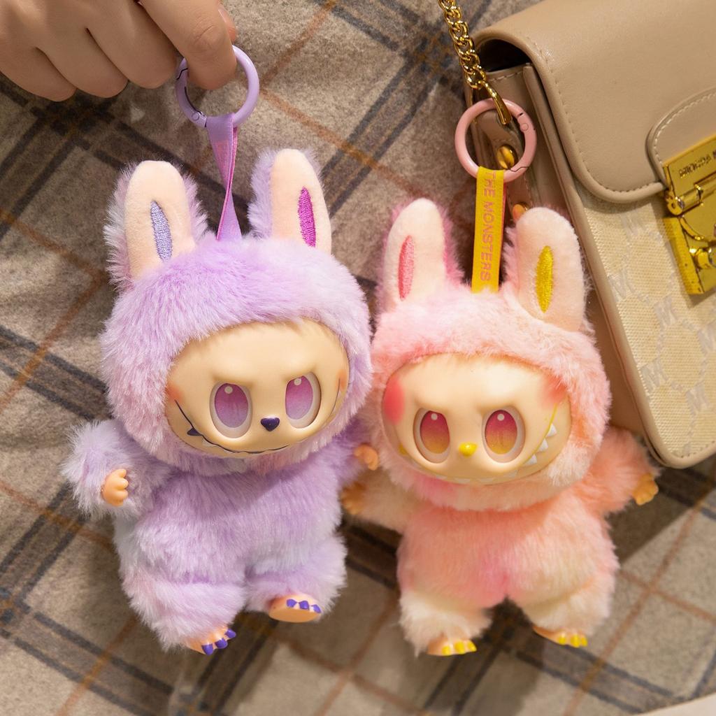 Popular Labubu Plush Keychains Trendy Play Rabub Soft Short Plush Doll Toy Cute Cartoon Pendant for Schoolbag Handbag Car