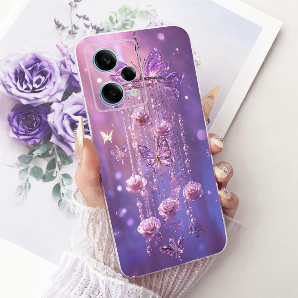 For Xiaomi Redmi Note 12 Pro 5G 2026 Cute Flower Butterfly Cat Painted Case For Redmi Note12 Pro Soft Silicone TPU Phone Cases
