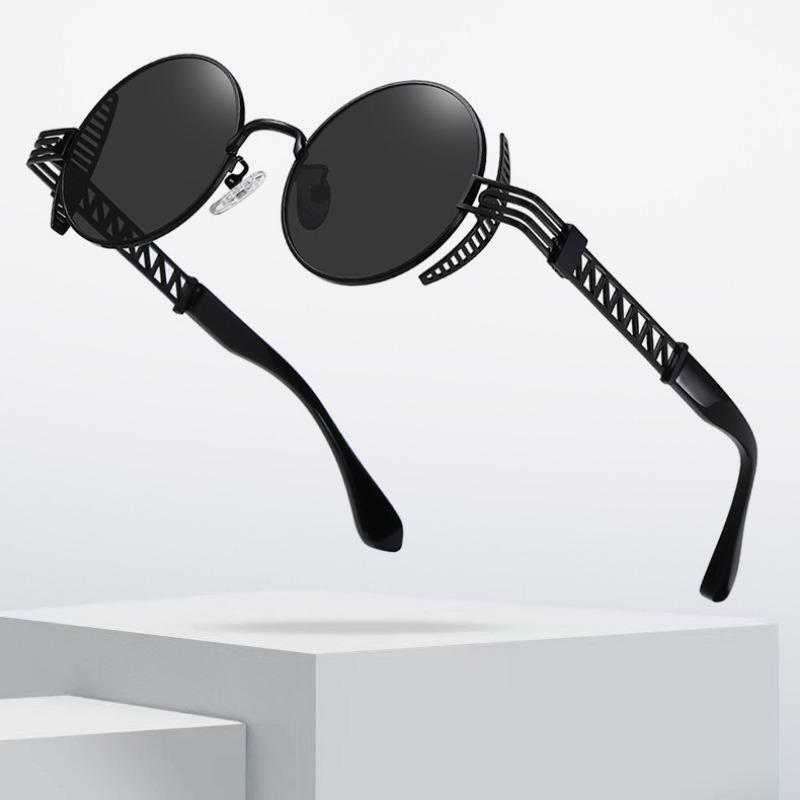 Fashion Round Hip Hop Steampunk Sunglasses Men's Metal Outdoor Sports Driving Sunshade Non-polarized Glasses