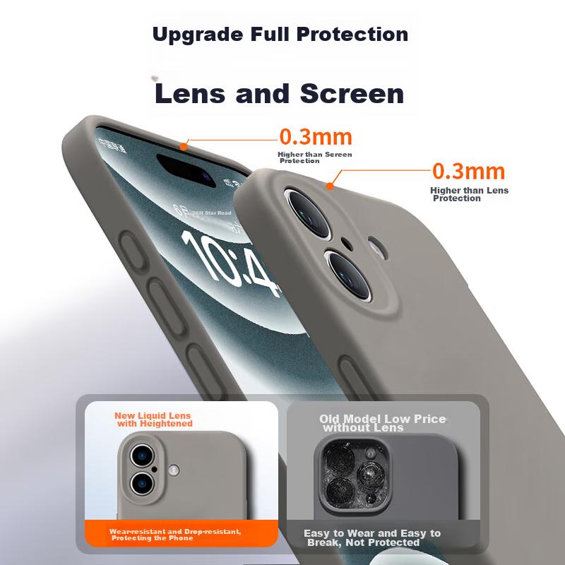 IPhone 16 Plus Case, IPhone 16 Plus with Full Lens Protection, Liquid Silicone Ultra-Thin Shockproof Simple Soft, Distant Mountain Blue